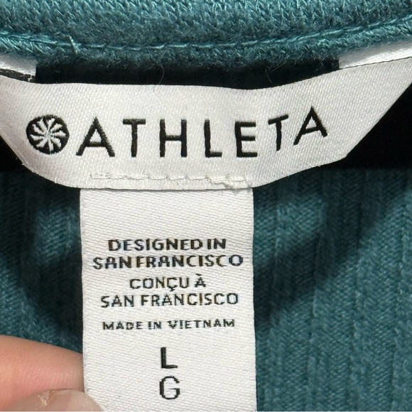 Athleta Harmony Pose Wrap Long Cardigan Hoodie Teal Blue Large Oversized Lounge - Picture 6 of 11